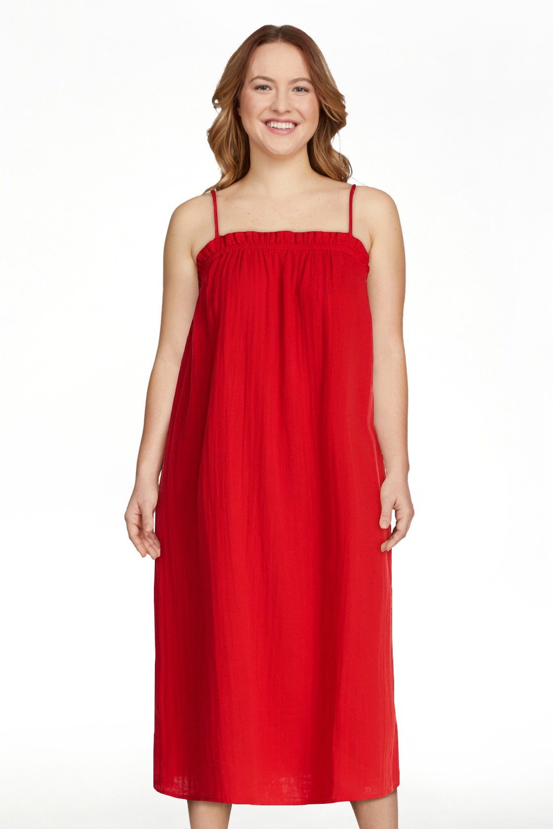 Time and Tru Women's Sleeveless Double Cloth Cotton Midi Dress, Sizes XS-XXXL | Walmart (US)