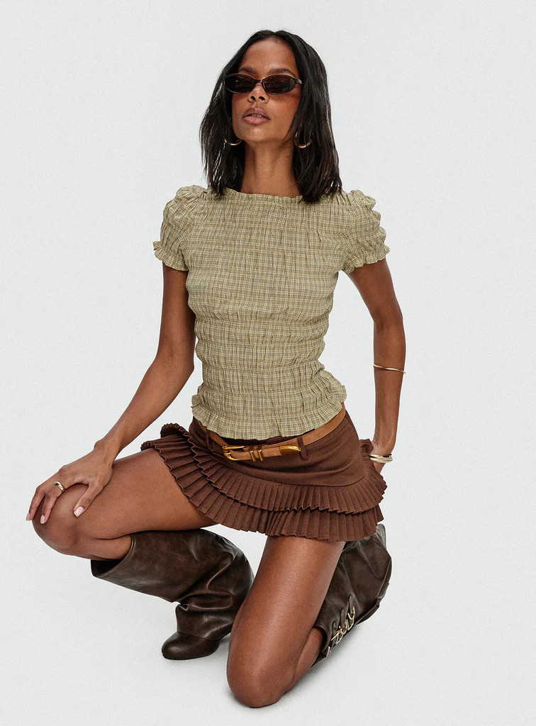 Deei Double Ruffle Mini Skort Chocolate | Princess Polly US