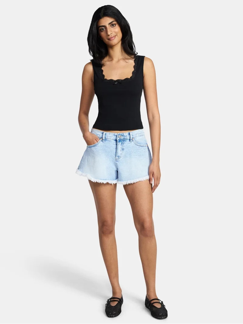 Madden NYC Women's Frayed Denim Shorts, Sizes XXS-XXL | Walmart (US)