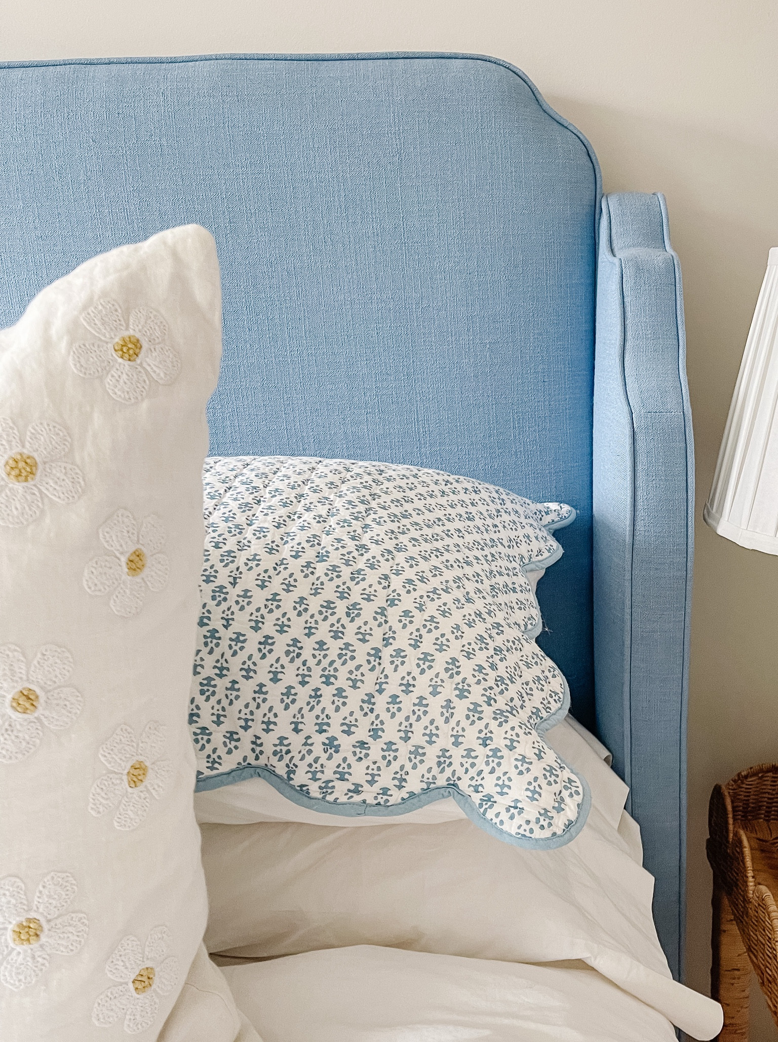 Pretty bedding details in my daughter’s room - French blue headboard, block print bedding, daisy pillow 

Brooke and Lou, One Kings Lane

#LTKhome #LTKkids