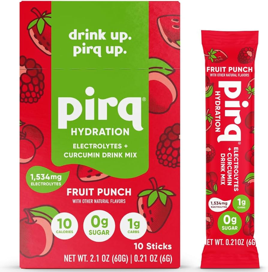 Pirq Hydration - Fruit Punch - Hydration Powder Packets | Electrolyte Drink Mix | Curcumin | B Vi... | Amazon (US)