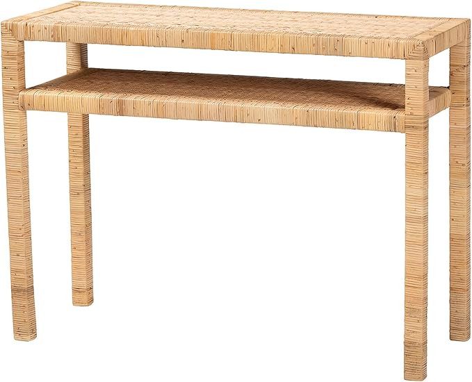 bali & pari Kalimantan Natural Rattan Console Table, Light Honey | Amazon (US)