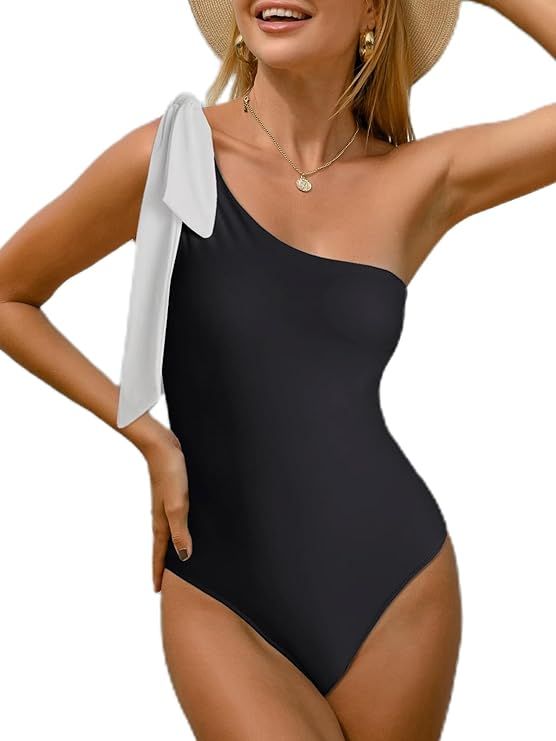 BIKINX Sexy One Piece Swimsuit for Women One Shoulder Bathing Suit Tummy Control Cutout Bow Tie M... | Amazon (US)