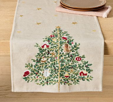 Nostalgic Embroidered Tree Table Runner | Pottery Barn (US)