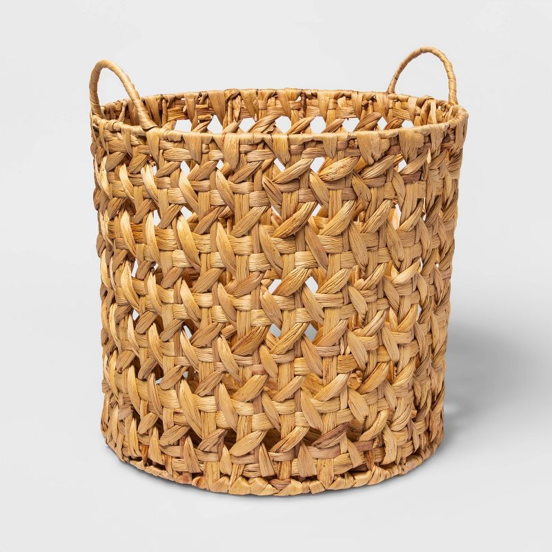 Woven Natural Decorative Cane Pattern Floor Basket - Threshold™ | Target