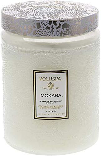 Voluspa Mokara Candle | Large Glass Jar | 18 Oz. | 100 Hour Burn Time | All Natural Wicks and Coconu | Amazon (US)