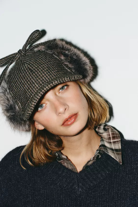 PLAID WOOL CAP WITH EAR FLAPS | Zara US