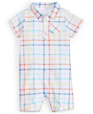 First Impressions Baby Boys Crayon Plaid Cotton Sunsuit, Created for Macy's  & Reviews - All Baby... | Macys (US)