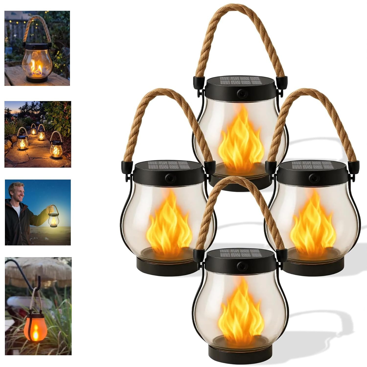 Kaliqo Solar Lantern Outdoor Lights, Waterproof Dancing Flame Solar Lantern Outdoor Lights, Hemp ... | Amazon (US)