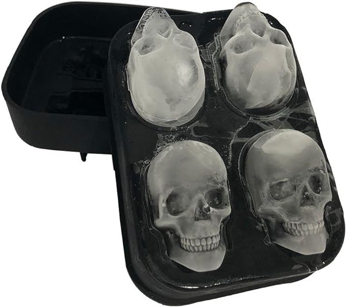 Amazon.com: Stritra - 3D Skull Silicone Jello Ice Mold Flexible Cube Maker Tray for Halloween and... | Amazon (US)