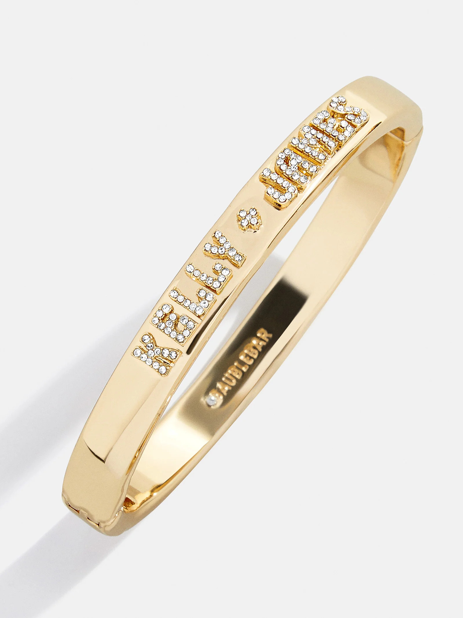 Groovy Letter Custom Hinge Bangle - Gold/Pavé | BaubleBar