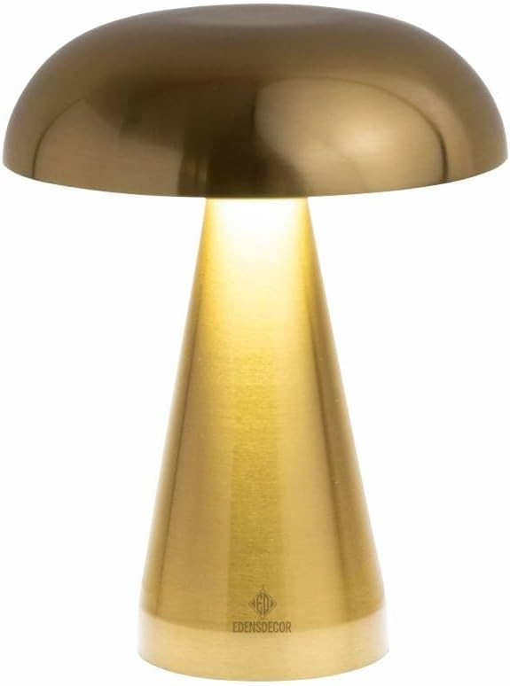 EdensDECOR Gold Mushroom Table Lamp Decor, Retro Vintage Mushroom Night Light, Small Toch Bedside... | Amazon (UK)