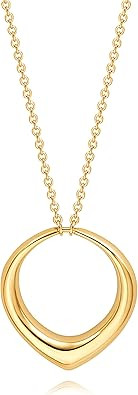 Long Pendant Necklace for Women Gold Plated Circle Long Chain Necklace Y Necklace Jewelry for Wom... | Amazon (US)