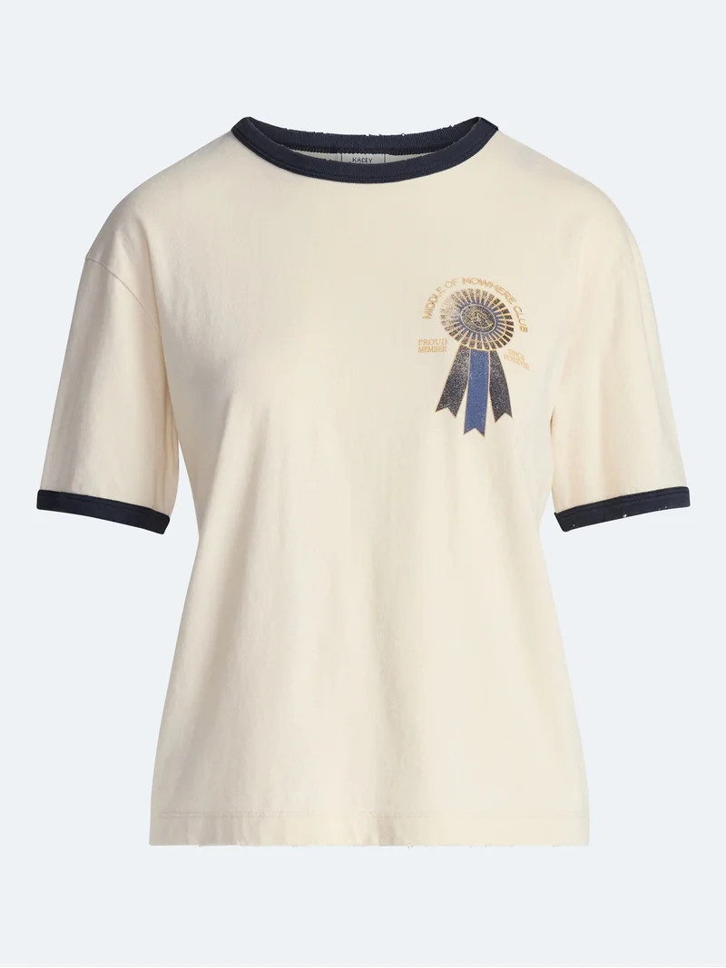 Kacey Lee Women's Middle of Nowhere Ribbon Graphic Ringer Tee, Sizes XS-XXL | Walmart (US)