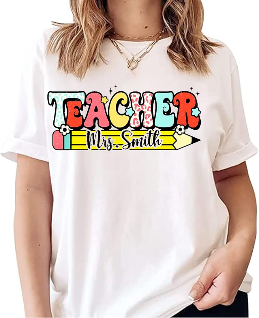 NAZENTI Personalized Teacher Shirts - Custom Teacher Outfits for Women, Cute Teacher Clothes, Tea... | Amazon (US)