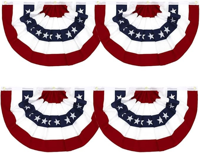 Amazon.com : Flaglink 1.5x3Ft American Pleated Fan Flag Width Approx 90cm - US Patriotic Half Fan... | Amazon (US)