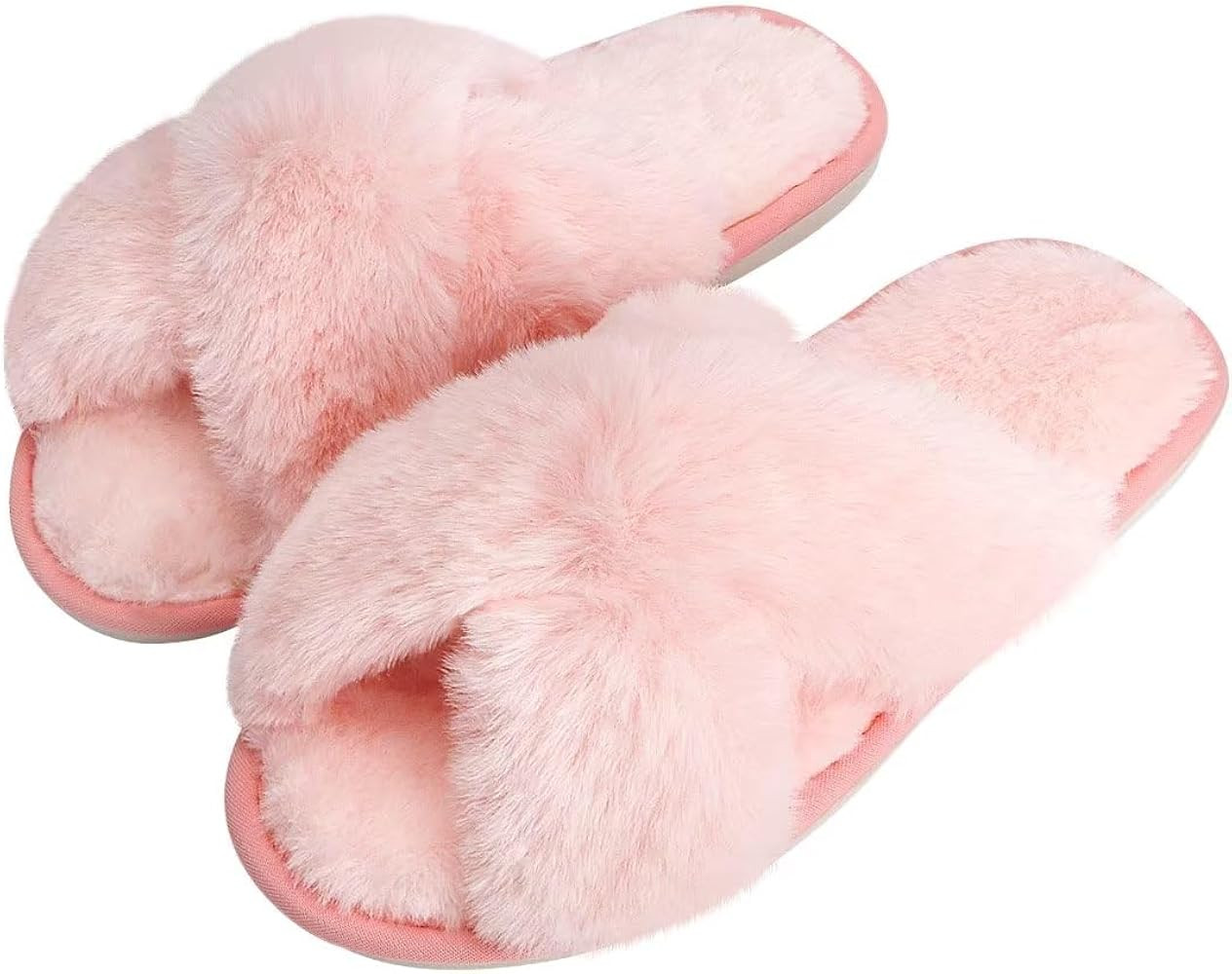 DOIOWN Women's Fuzzy Slippers Memory Foam Cute House Slippers Plush Fluffy Furry Open Toe Home Sh... | Amazon (US)