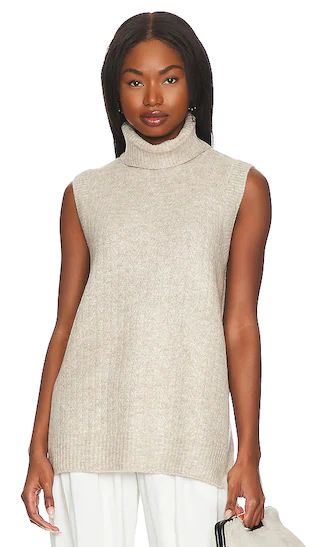 Cabled Turtleneck Sweater Vest in Oatmeal | Revolve Clothing (Global)