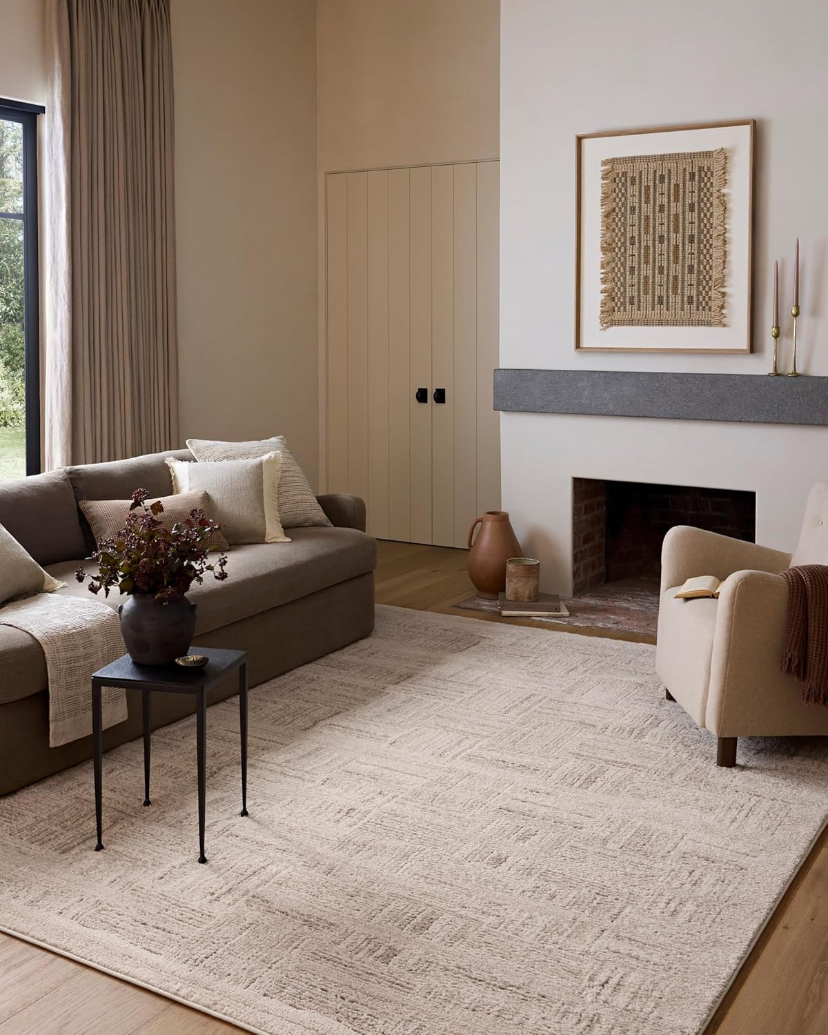 Loloi Amber Lewis Monty Collection MOT-01 Ivory/Taupe 6'-7" x 9'-3", .50" Pile Height, Area Rug | Amazon (US)