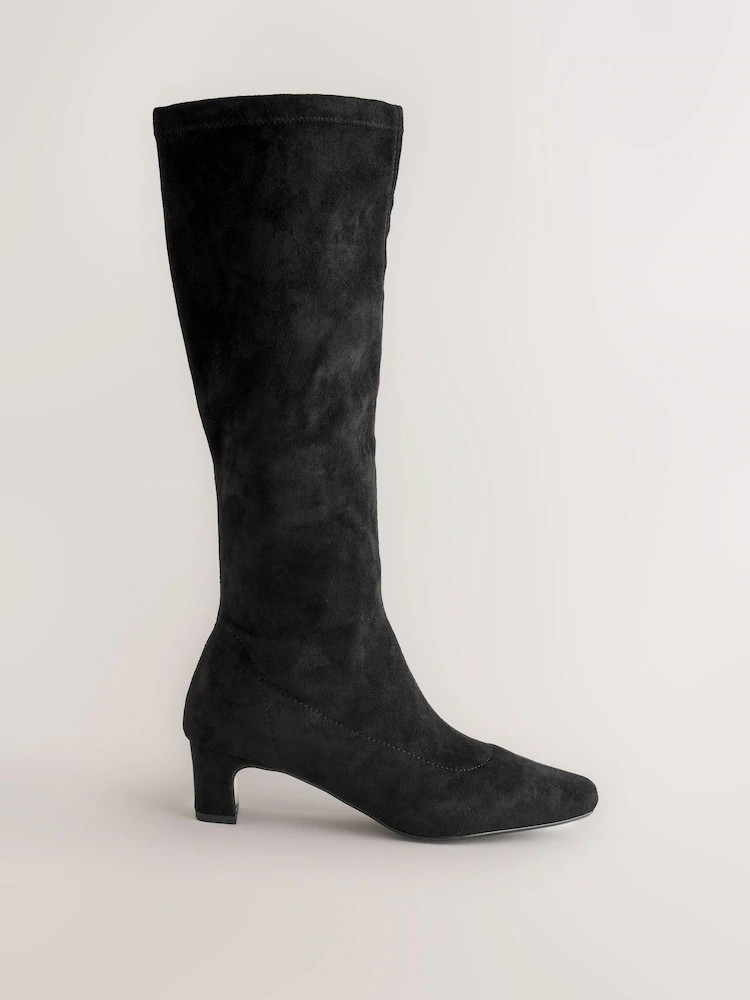 Black Extra Wide Fit Forever Comfort® Chisel Toe Knee Sock Boots | Next EU