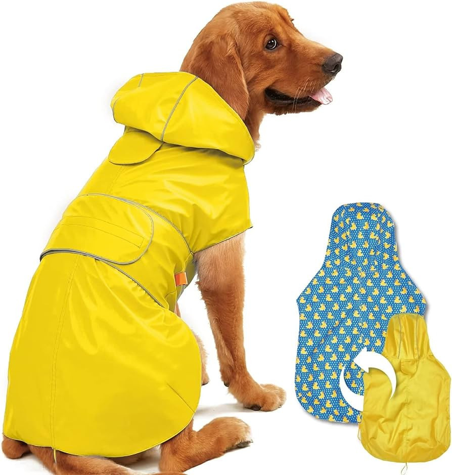Kimee Dog Raincoat Reversible, Single Side Slicker Poncho Adjustable Waterproof Dog Rain Jacket w... | Amazon (US)