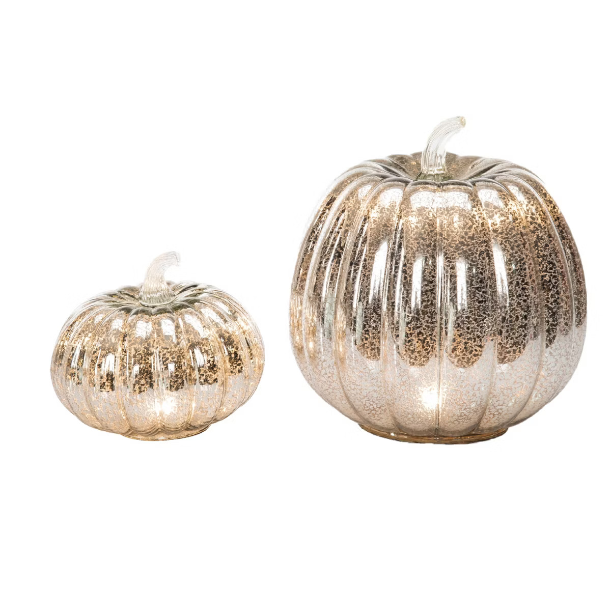 Transpac Glass 8 in. Silver Harvest Mercury Pumpkin Set of 2, Target Pumpkin, Fall Tablescape,  | Target