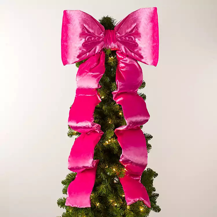 Pink Bow Runner Christmas Tree Topper | Kirklands Home | Kirklands
