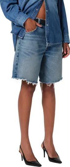 Ayla High Waist Raw Hem Cutoff Denim Bermuda Shorts | Nordstrom