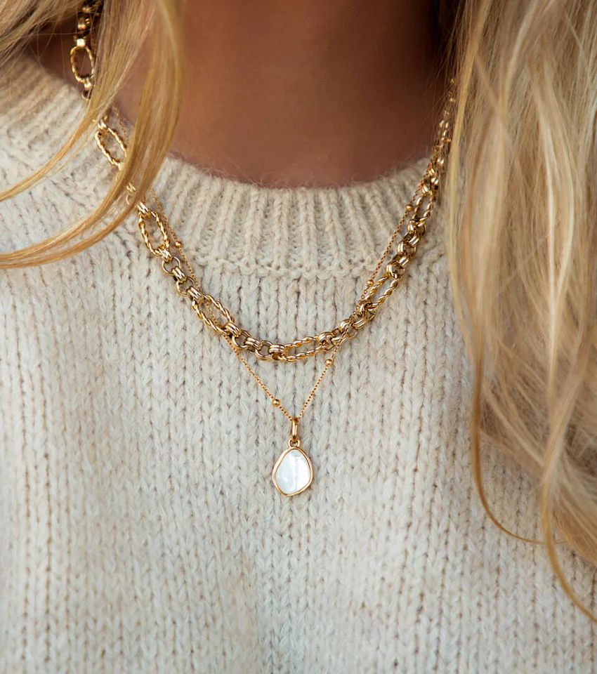 Organic Moonstone Sphere Chain Necklace (Gold) | Abbott Lyon