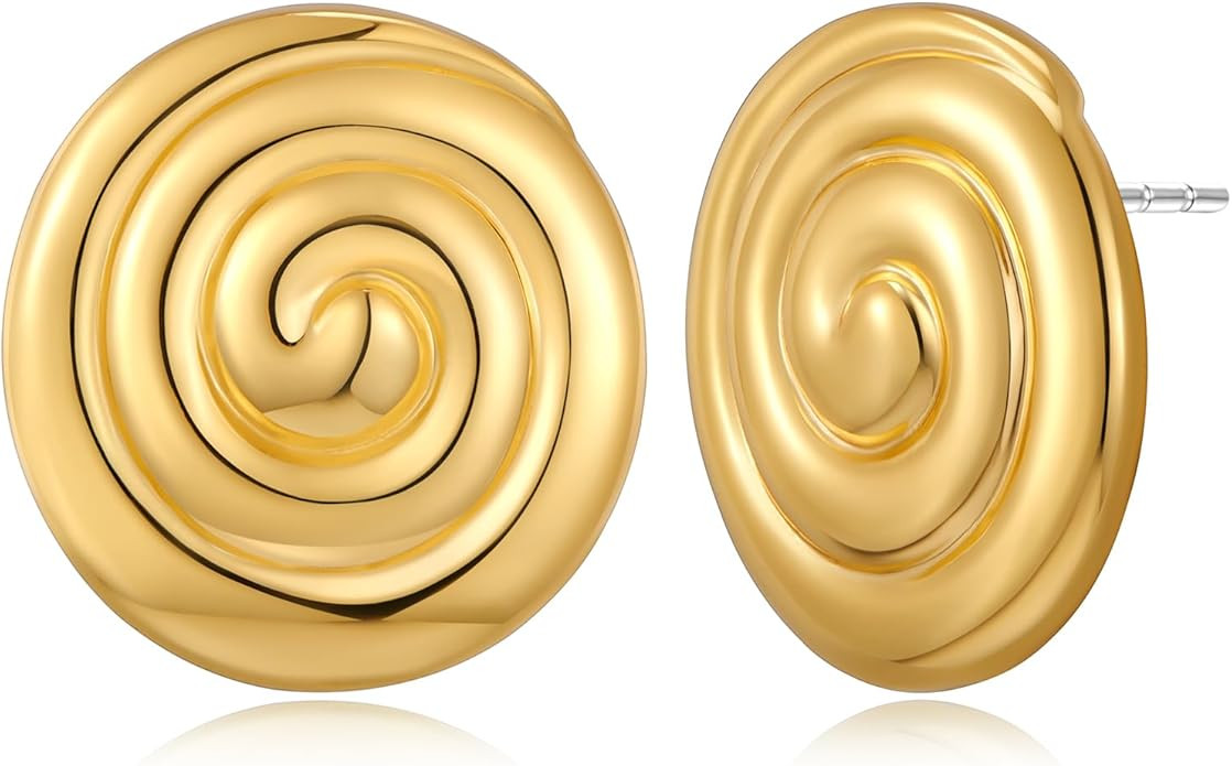 MUYAN Gold Ocean Conch Earrings for Women Fashion Spiral Shell Stud Earrings Beach Jewelry | Amazon (US)