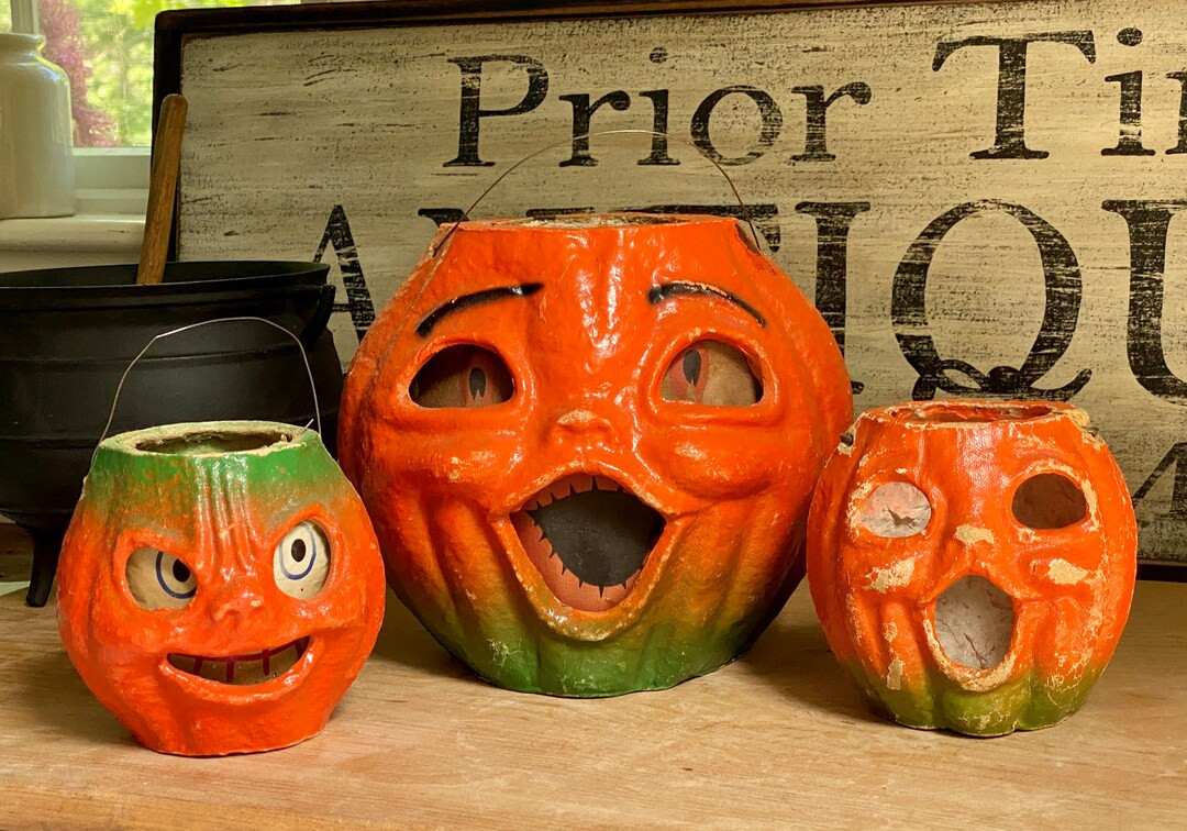 Vintage Authentic 1940's Paper Mache JACK-O-LANTERN - Etsy | Etsy (US)