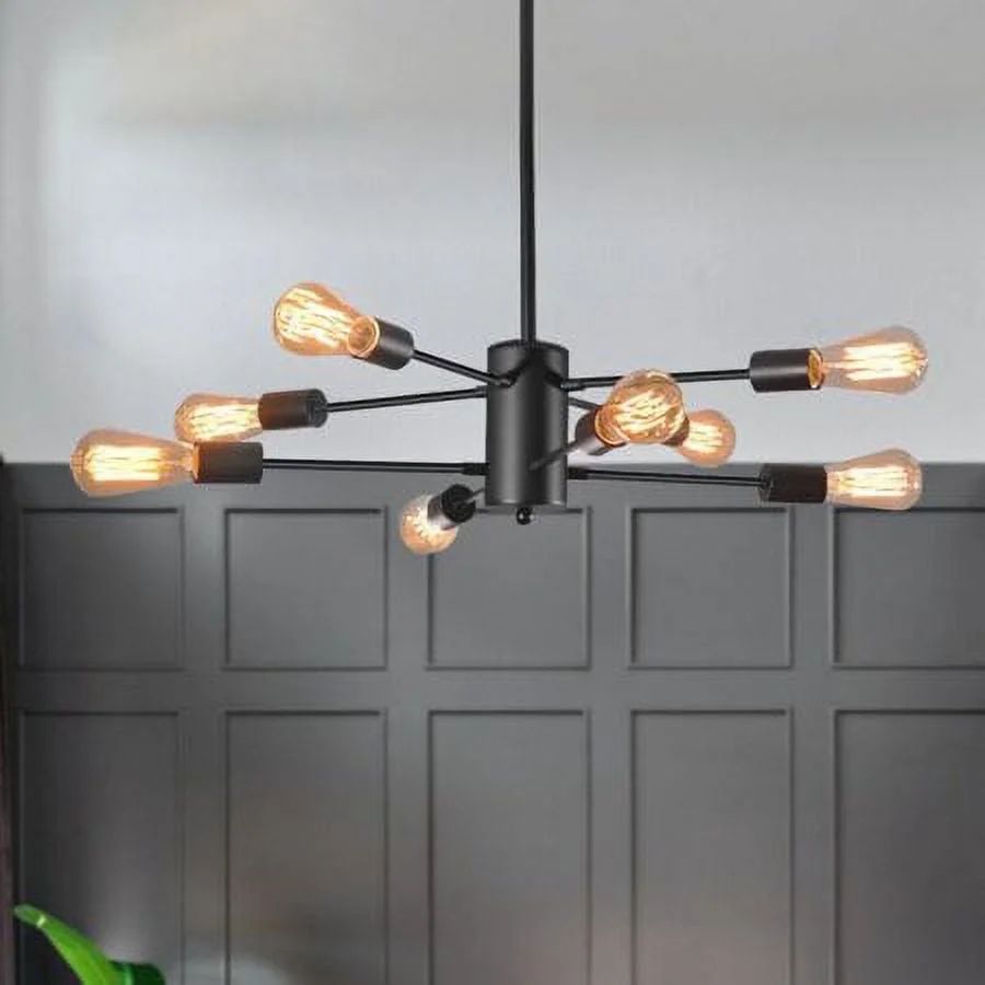 LOHAS 8 Lights Black Unique Modern Linear Chandelier,Sputnik Style Pendant for Dining Room Living... | Walmart (US)