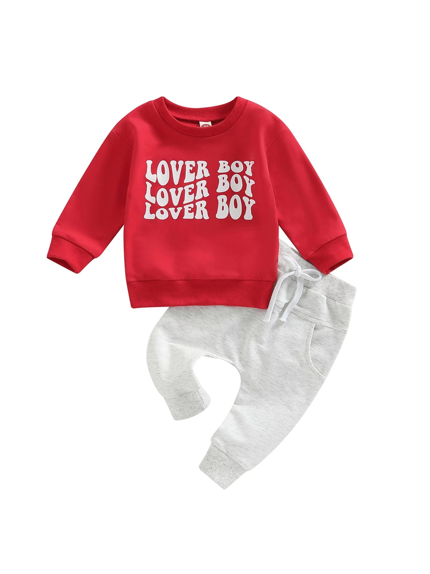Baby Boy Clothes Toddler Lover Boy Valentines Day Outfits Long Sleeve Shirts Letter Sweatshirt Pa... | Walmart (US)