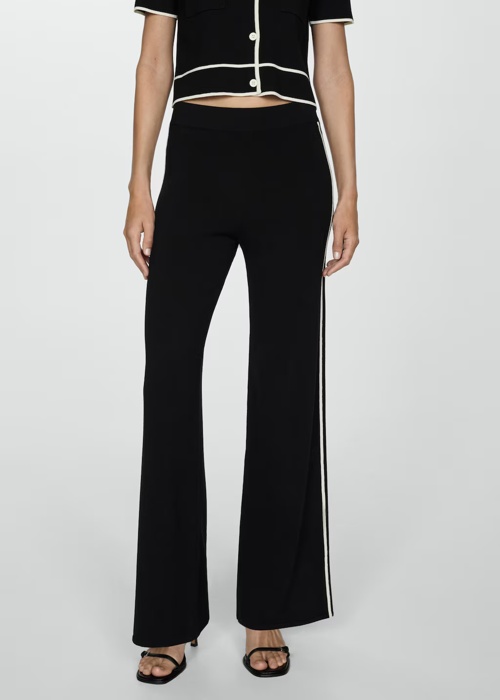 Knitted pants with contrasting stripes - Woman | MANGO USA | MANGO (US)