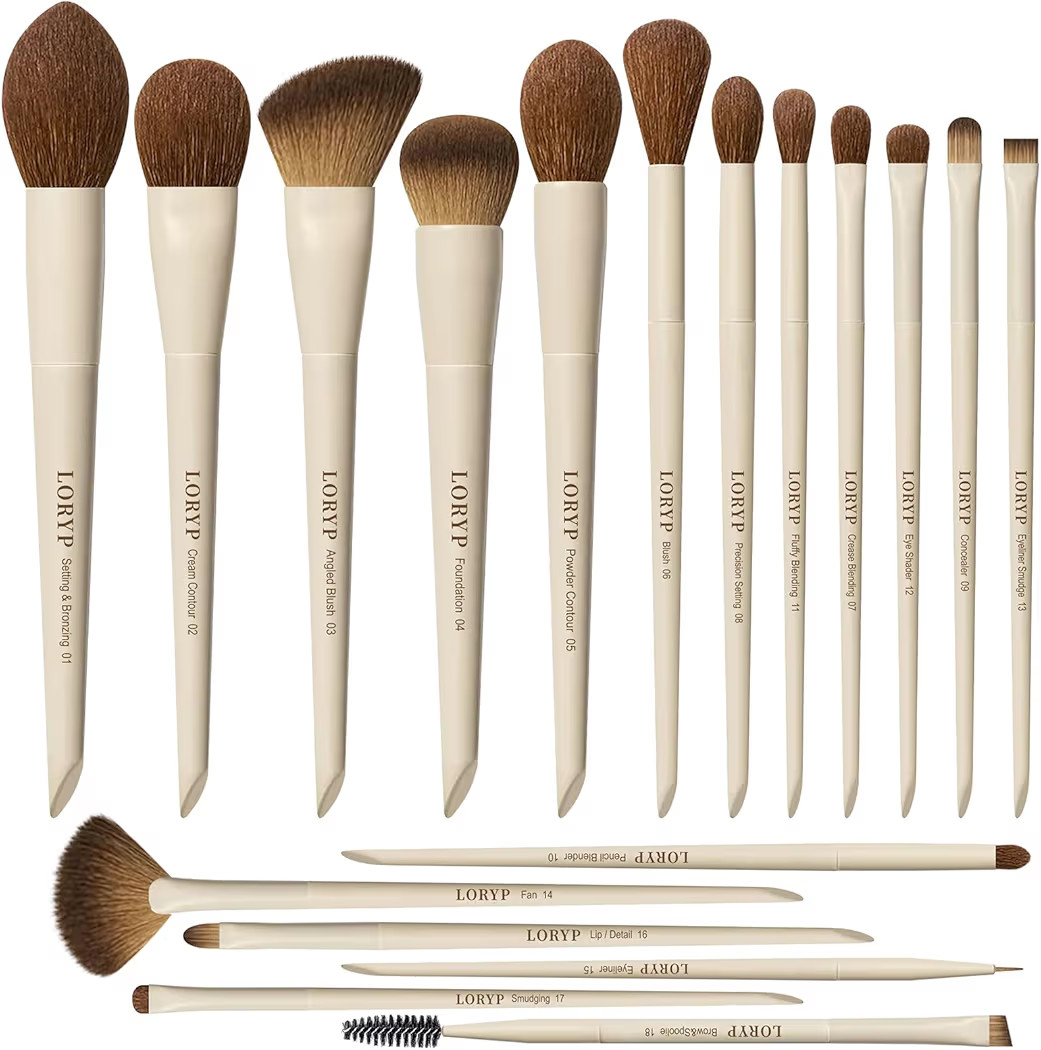 LORYP Makeup Brushes Set Labeled 18 Piece Face and Eye Brush Set Ultra soft hair Foundation, Conc... | Amazon (US)
