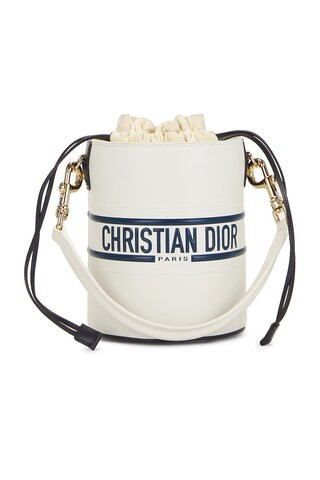 FWRD Renew Dior Leather Vibe Bucket Bag in White from Revolve.com | Revolve Clothing (Global)