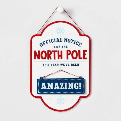 11.81&#34; North Pole &#39;Amazing/Nice&#39; Notice Wall Sign - Wondershop&#8482; | Target