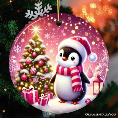 Glistening Winter Penguin Pink Themed Ornament, Adorable Arctic Christmas Gift and Decor | Target