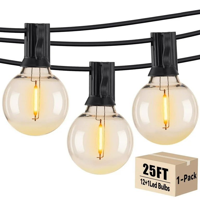 DAYBETTER 25ft Outdoor String Lights, G40 Globe Patio Lights with 12 Bulbs, Waterproof Connectabl... | Walmart (US)