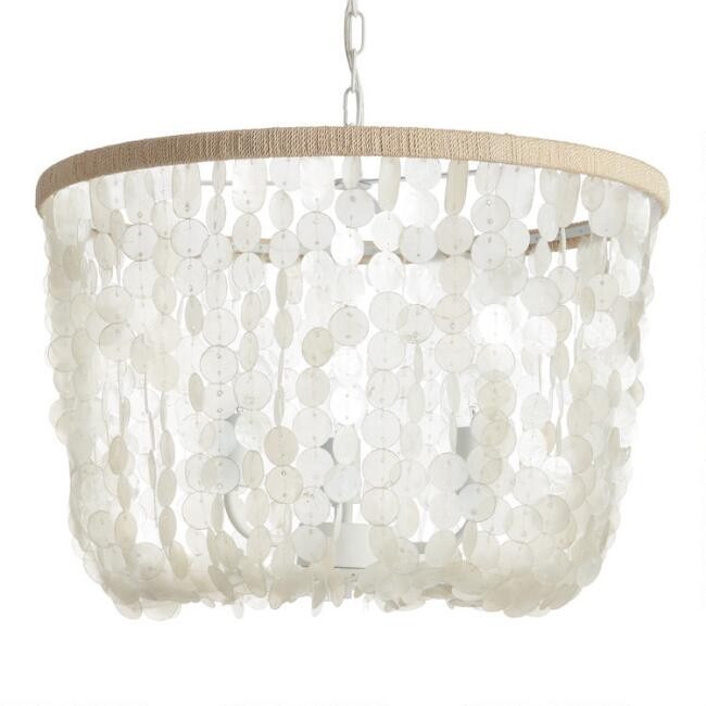 White Capiz Bell 3 Light Chandelier | World Market