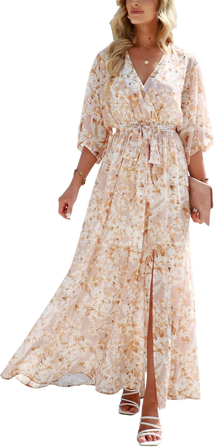 ANRABESS Womens Boho Floral Wedding Guest Maxi Dress | Amazon (US)