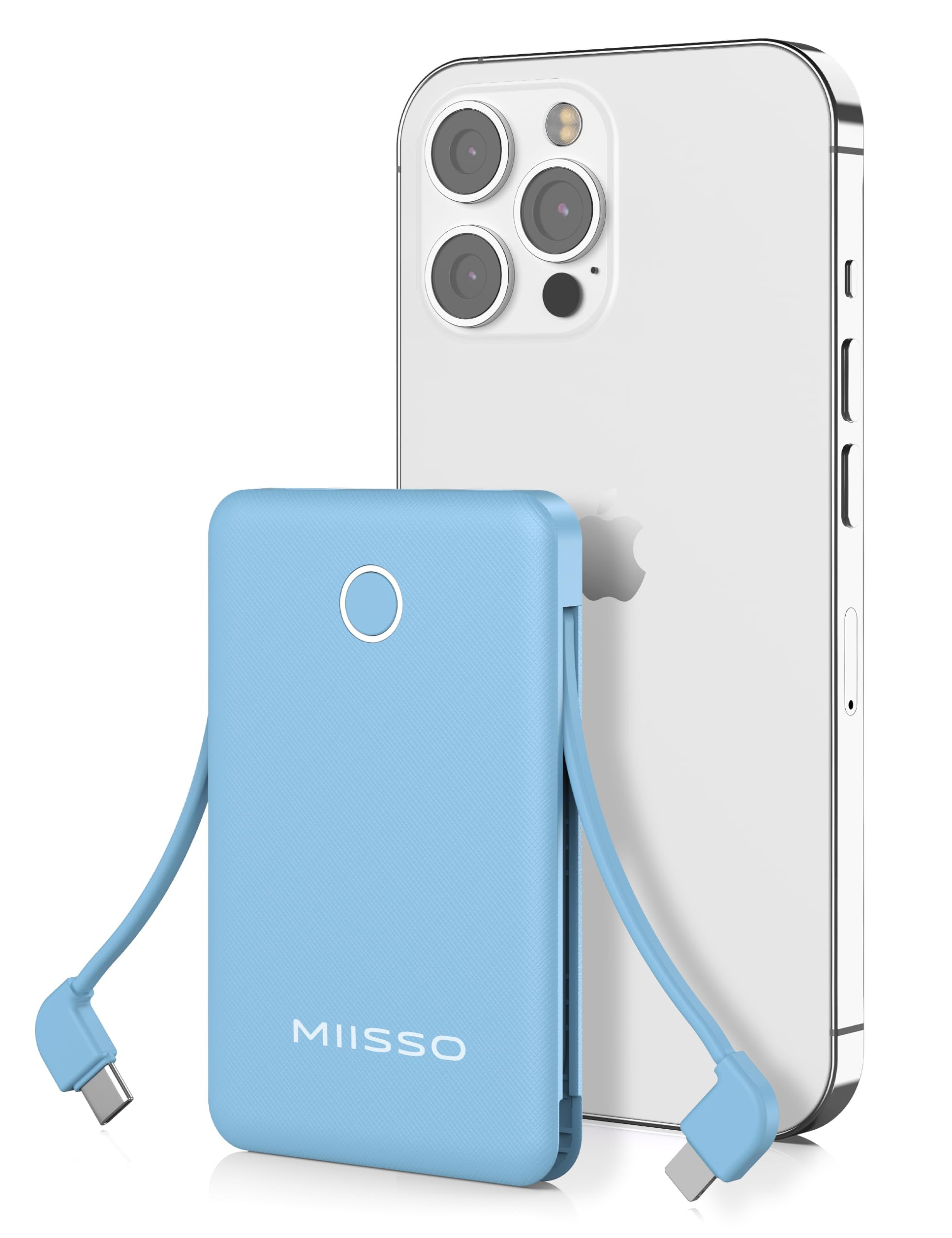 6000mah Ultra Slim Built in Cables Power Bank, Card Size Built in USB C Cords Battery Pack Portab... | Amazon (US)