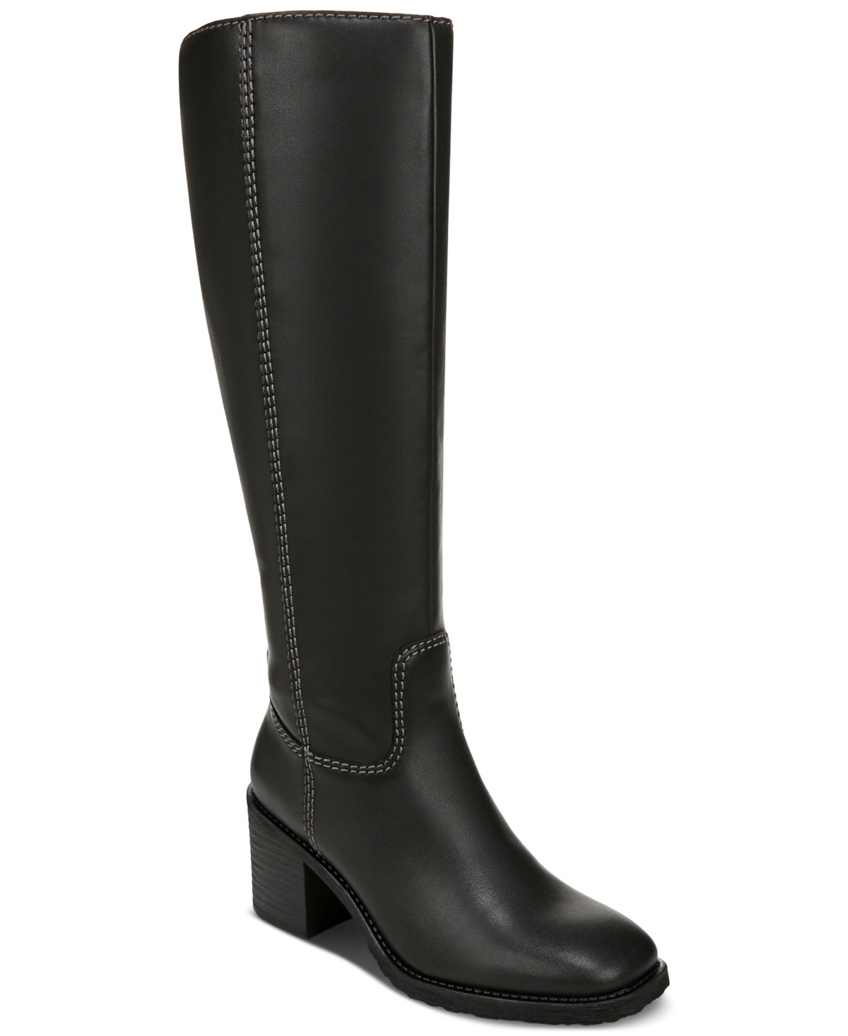 Zodiac Women's Cindy Tall Block-Heel Boots - Black Leather | Macy's