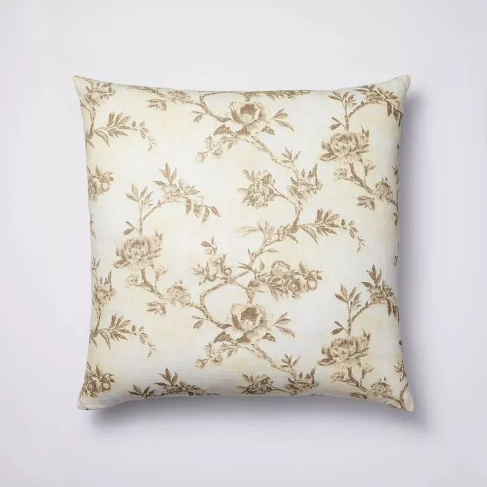 Euro Etched Neutral Floral Decorative Throw Pillow - Threshold&#8482; designed with Studio McGee | Target