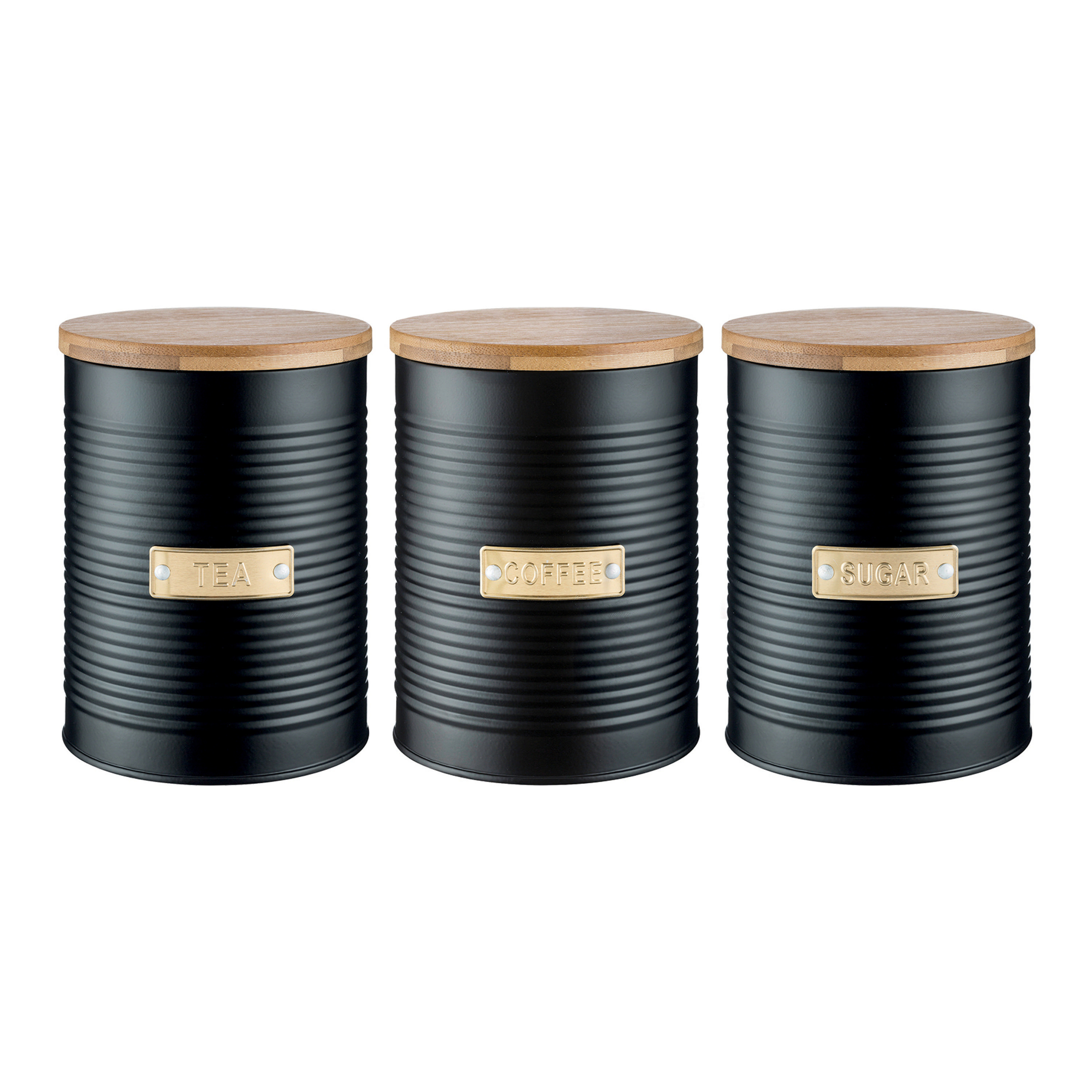 Typhoon Otto Black Steel Storage Canisters 3 Piece | World Market