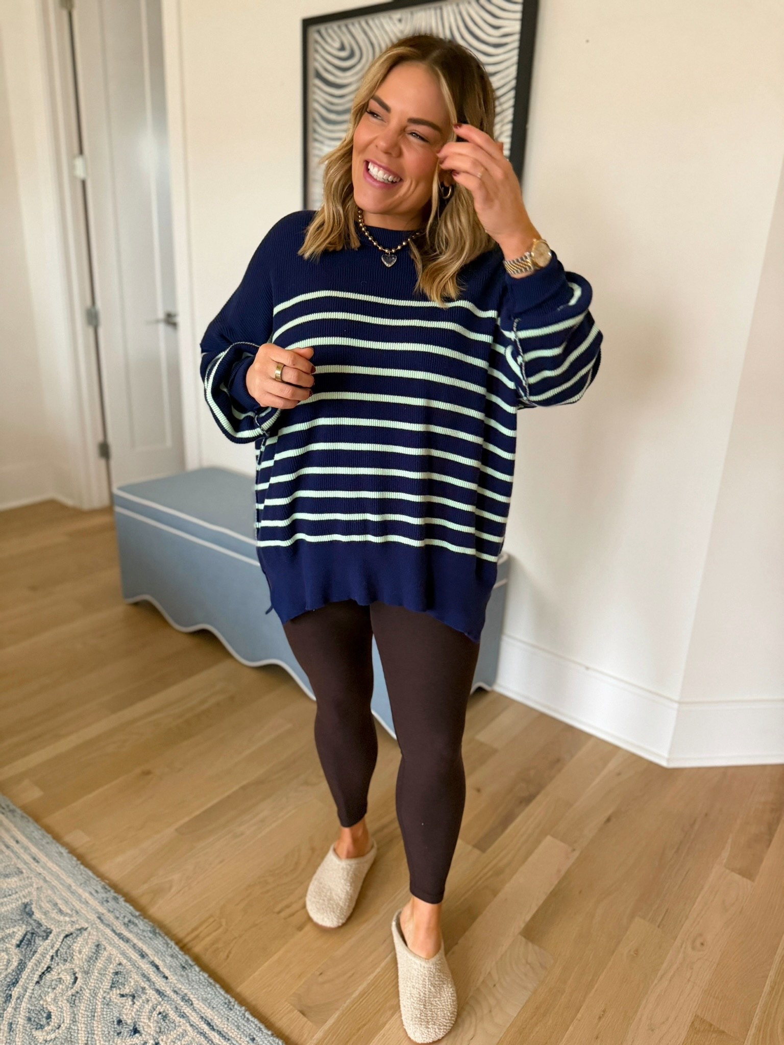 women’s sweaters, stripped navy sweater, leggings, trendy outfit, comfy style, winter ootd

#LTKSeasonal #LTKootd