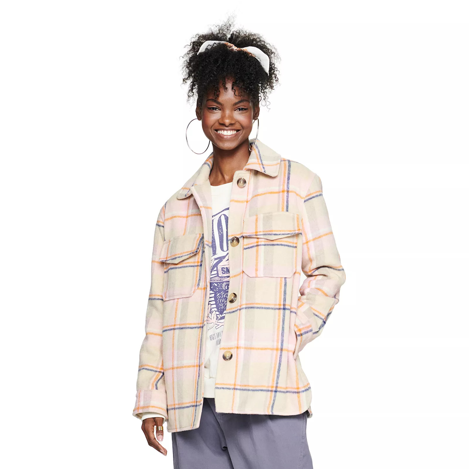 Juniors' SO Sherpa Shacket, Girl's, Size: XL, Light Pink | Kohl's