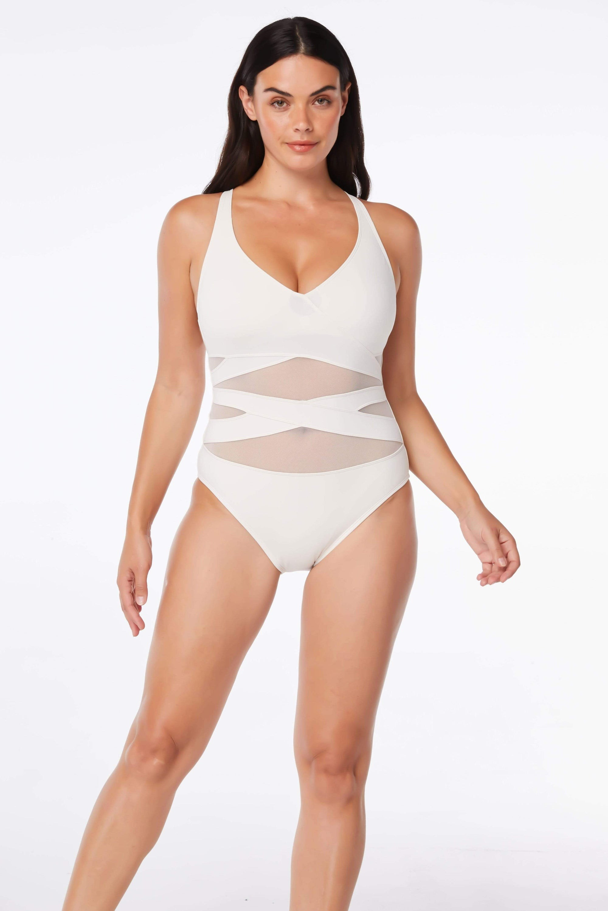 One Piece V Neck Cross Back Swimsuit | Bleu Rod Beattie Swimwear