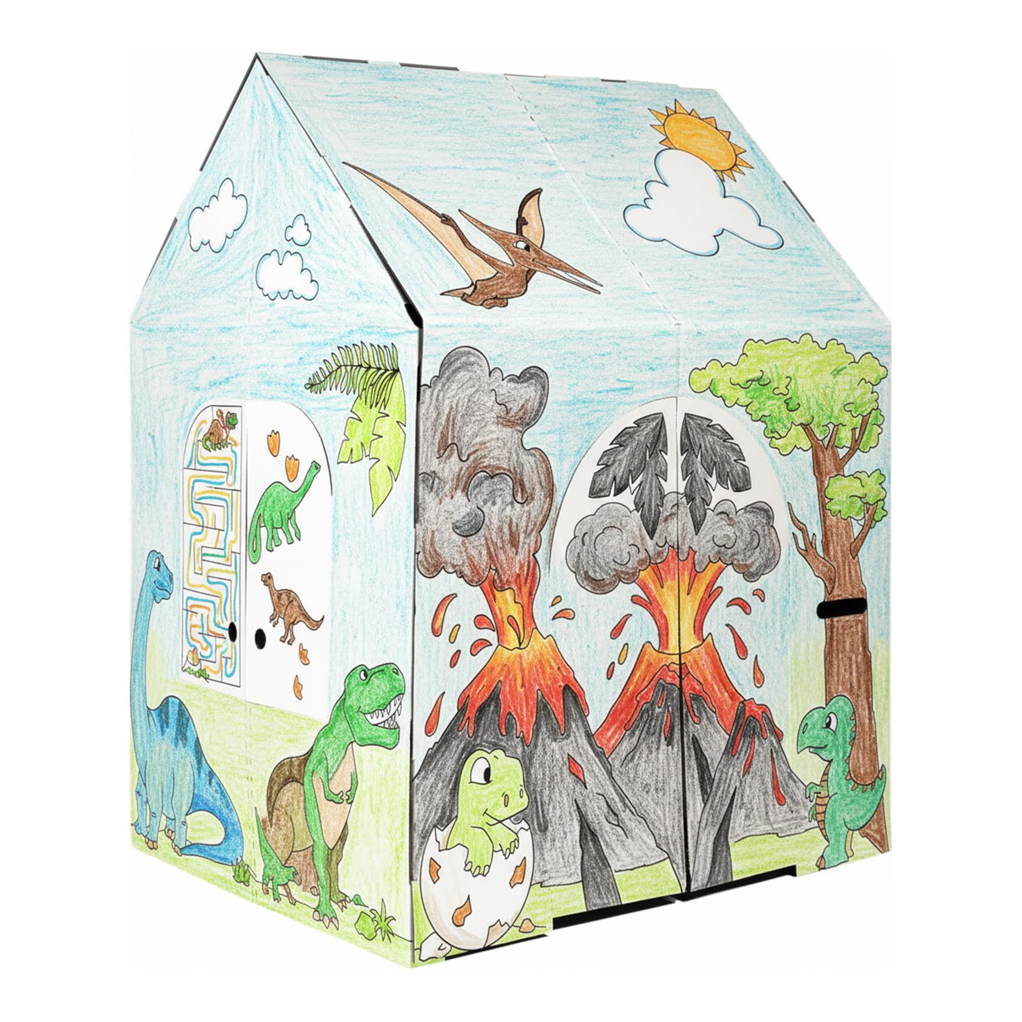 Easy Playhouse Cardboard Dinosaur House - Kids Art & Craft for Indoor & Outdoor Fun, Color Dino S... | Amazon (US)