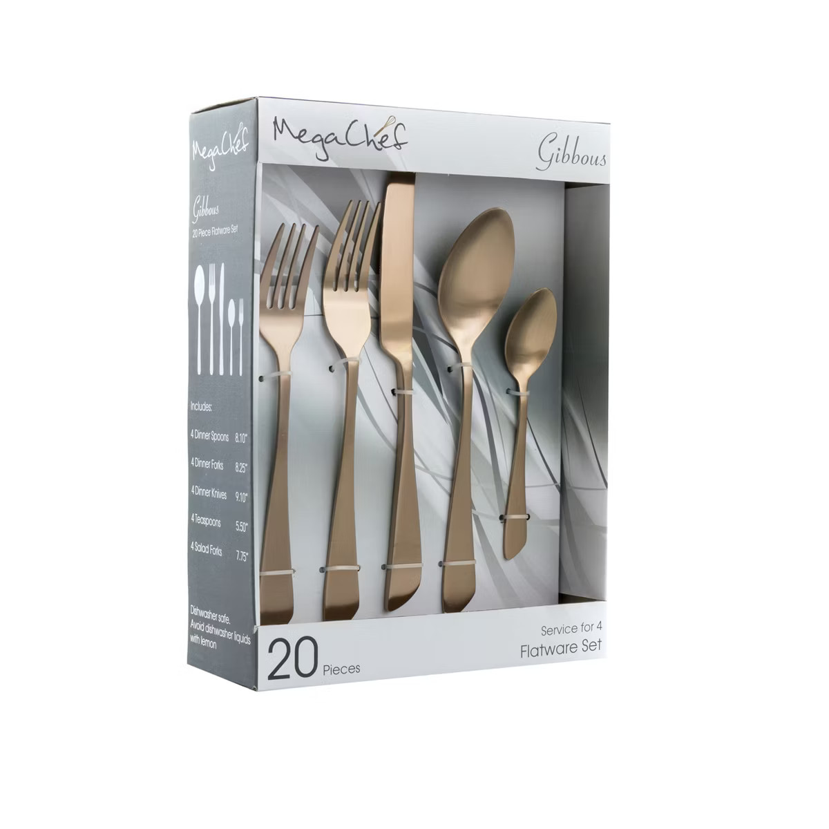 MegaChef Gibbous 20 Piece Flatware Utensil Set, Stainless Steel Silverware Metal Service for 4 in... | Target